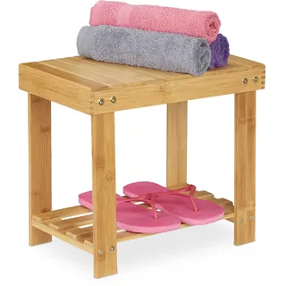 Relaxdays Fußbank Tritthocker Bambus 25 x 33,5 x 39 cm Natur