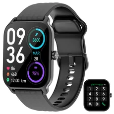 Bild Smartwatch,Smartwatch Herren Damen,1.85" Zoll Touch-Farbdisplay Smart Watch mit Bluetooth Anrufe Pulsschlag SpO2 Schrittzähler Schlafmonitor Geeignet Fitnessuhr für Android iOS(Schwarz)