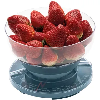 Jata Home HBAL1610 Mechanische Küchenwaage, 3 kg, mit 1,3 l Schüssel, analoge Waage mit Tara, großes Zifferblatt, Messung kg/lb, rutschfest