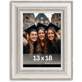 VictoR Bilderrahmen 13x18 Beige Turner Landhaus Stil - Vintage - mit bruchsicherem Acrylglas - Leiste: 39x17mm - Vintage Fotorahmen - Bilderrahmen 13x18 vintage