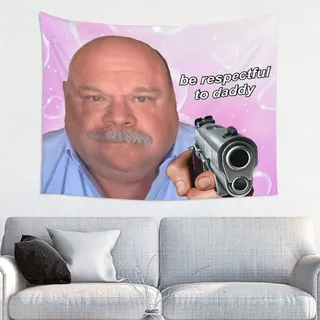 Daddy Winkle Tapisserie Be Respectful To Daddy Tapisserie Ästhetische Wandteppiche 73,7 x 96,5 cm Lustige Meme Wandteppiche Wandbehang Kunst Poster für Schlafzimmer Wohnzimmer