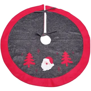 Weihnachtsbaum Decke Teppich, Ø 91cm, Christbaumdecke Tannenbaumdecke, grau rot - Rot, Grau