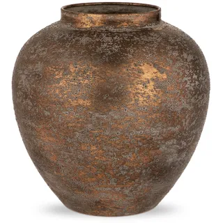 Metallvase Modern 29 cm – Große Dekovase für Pampasgras & Trockenblumen, Runde Vintage Metall Vase Wohnzimmer Deko, Rustikale Tischvase Industrial Stil, Kupfer