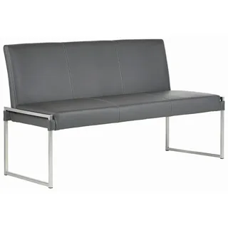 Bert Plantagie Sitzbank , Grau , Metall, Leder , Echtleder , Color-Finish-Leder , 160x86x153 cm , Lederauswahl , Esszimmer, Bänke, Sitzbänke