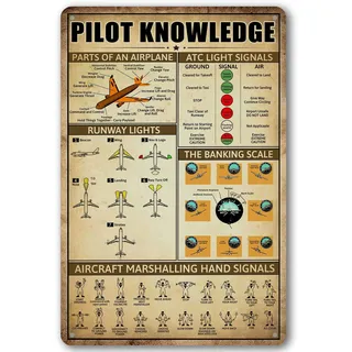 OYTHO Retro Pilot Wissen Metallschilder Vintage Flugzeug Dekor für Zuhause Luftfahrt Kunst Wanddekoration Flugzeug Dekorationen für Jungen Zimmer Schilder Geschenke für Luftfahrtliebhaber WWII Poster