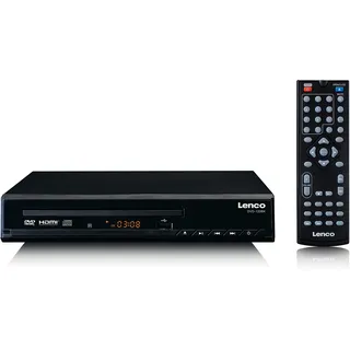 Lenco DVD-120 DVD-Player - HDMI und SCART Anschluss - USB Wiedergabe - MP3,MPG,MPEG4,AVI - Audio und Video Out - Fernbedienung -Schwarz, DVD-120BK, Kompakt