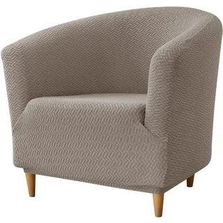 Hearda Sesselschoner Sesselbezug 1 Stück, Khaki Elastisch Stretch Sesselhusse Sesselüberwurf | Jacquard Club Chair Sessel Bezug für Clubsessel Cocktailsessel Universal