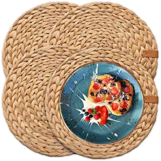 FRIHET® Tischset Oslo Set Rund Wasserhyazinthe Natur - (4, 33cm)