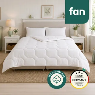 fan "Kansas, Bettdecken für Sommer und Winter, Decke", normal Füllung: 100% Baumwolle. 1 Stk. tlg. Bettdecke 135x200 cm, 155x220 cm und weiteren Größen, Made in Germany,