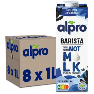 Alpro This is Not Milk Barista – Zum Aufschäumen – Vegan und milchfrei – Von Natur aus laktosefrei – Reich an Ballaststoffen, Calcium und Vitaminen – 8 x 1 L – Haltbar
