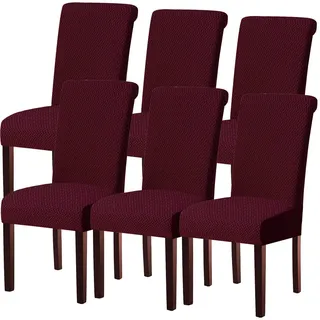 Stuhlhussen 6er Set Weinrot Stretch Waschbar Universal für Schwingstuhl