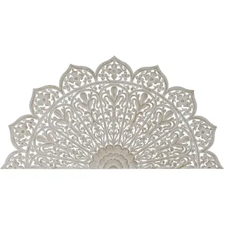DRW Kopfteil für Bett, 182 cm, Mandala-Holz, mit weißem Griff, 182 x 2 x 90 cm