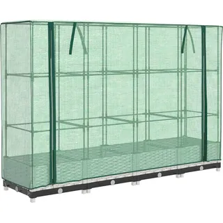 vidaXL Hochbeet mit Gewächshaus-Aufsatz Rattan-Optik 160x40x123 cm - Weiß