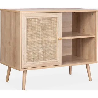 sweeek - Sideboard mit Rattangeflecht 80 x 39 x 65,8 cm - Natur