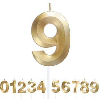 URAQT Geburtstag Zahl Kerzen, Gold Glitzer Geburtstagskerzen, Dekorative Geburtstagstorte, Hochzeitsparty, Abschlussfeier Usw 9