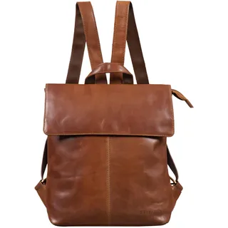 STILORD 'Charlie' Vintage Lederrucksack Braun Mittelgroßer Daypack für Damen Herren 13,3 Zoll Laptop Rucksack aus Echtem Leder, Farbe:cognac - braun