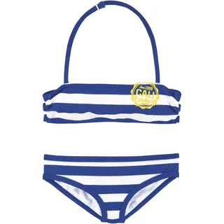 Bench. Bandeau-Bikini mit trendigen Streifen, blau, weiß