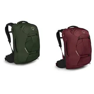 Osprey Europe Herren Farpoint 40 Rucksack, Gopher Green, Einheitsgröße & Europe Damen Fairview 40 Rucksack, Zirkon rot, Einheitsgröße