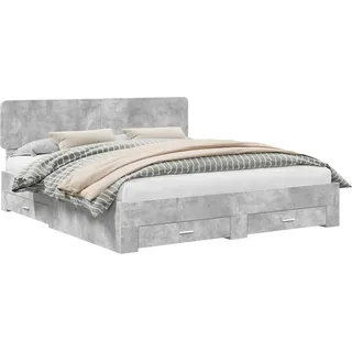 vidaXL Bettrahmen mit Schubladen Beton Grau 200 x 200 cm Holzwerkstoff - Grau