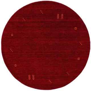 Kunstloft Wollteppich rund Jamal Rot ø 200 cm rund , Textil , Orientalisch , Rund , 200x1 cm , Gots , pflegeleicht , Teppiche und Böden, Teppiche, Schafwollteppiche