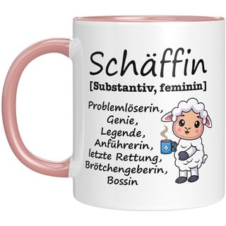 TassenTicker - Schäffin - Tasse mit Spruch - Chefin - Führungskraft - Beförderung - Geschenk für Vorgesetzte - Beförderung - Abschied - Frau - Freundin - Keramik - 330 ml. (Rosa)