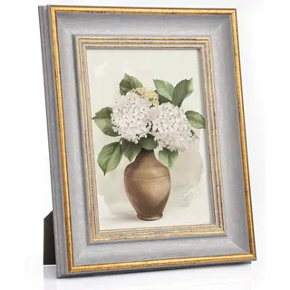 Afuly 13x18 Bilderrahmen Vintage Grau Gold Bilderrahmen Retro Antike Shabby Fotorahmen Deko für Wand Tisch Family Freund Hochzeit Weihnachten Geburtstag Geschenke für Mama Oma