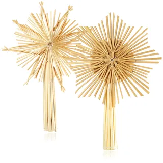 com-four® 2X Stern Christbaumspitze aus Stroh, Weihnachtsbaumspitze Stern aus Stroh für Weihnachten, Tannenbaumspitze für Ihren Christbaum, 24,5 cm