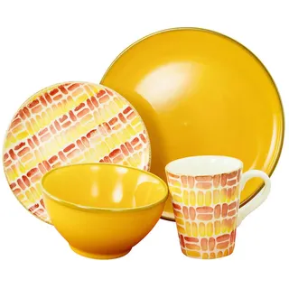 Creatable Kombiservice , Gelb, Orange, Rot , Keramik , 16-teilig , 300 ml , Geschirr, Geschirrsets, Kombiservice