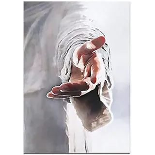 ZHONGYUTONG Jesus Leinwand Kunstdruck Gib mir deine Hand Christliche Poster Religiöse Bilder Gemälde für Schlafzimmer Wohnzimmer Büro Küche Dekoration (30x45cm, Kein Rahmen)