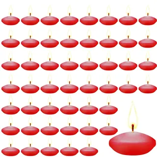 YushengTai 50 Stück Rot Schwimmkerzen, 3.5 cm Geschmacklos Schwimmkerzen Schaffen Sie Eine Atmosphäre, Wasserkerzen Für Hochzeiten, Pools, Spas, Badewannen, Valentinstagsessen(Rot)