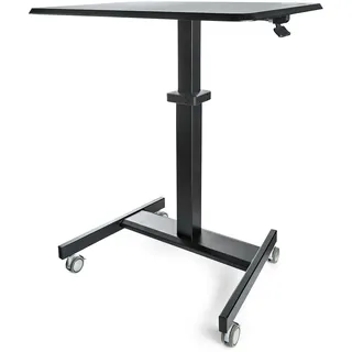 StarTech.com Höhenverstellbarer Schreibtisch - Sit Stand Workstation -Ergonomischer Stehpult mit Rollen - Computertisch mit verriegelbarem One-Touch-Lift für Lehrer/Schüler, Schwarz, 30 kg, Holz, Stahl, Rechteckige Form, 750 - 1200 mm - Schwarz