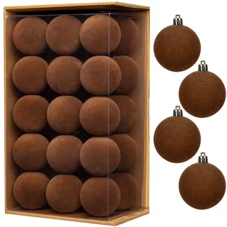 30er Set Weihnachtsdeko Samt Weihnachtskugeln – Ø 6CM Bruchsichere Matt Christbaumkugeln, Braun Weihnachtsbaumschmuck Ornamente für Weihnachtsbaum & Deko