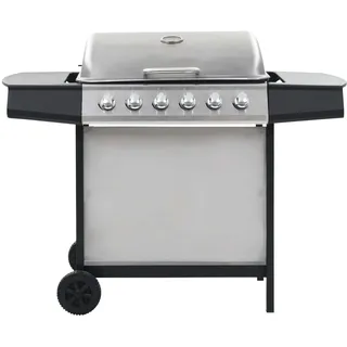vidaXL Gasgrill mit 6 Flammen Edelstahl Silbern - Silber