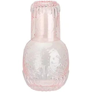 Nachttisch-Wasserkaraffe und Glas-Set, Kristall-Nachtkaraffe, Krug und Becherglas-Set, Nachtwasserkaraffe, Glas-Mundspülflasche für Badezimmer, Schlafzimmer, Küche(Rosa)