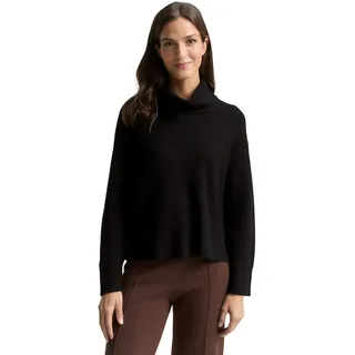 TOM TAILOR Damen 1049160 Oversize Rollkragenpullover, 14482-Deep Black, M