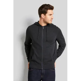 Rundhalspullover BUGATTI, Herren, Gr. M, grau (dunkelgrau), 95% Baumwolle, 5% Kaschmir, unifarben, regular fit, Rundhals, Rippbündchen, Pullover Rundhalspullover, mit Kaschmiranteil