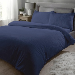 Rapport Home Bettwäsche-Set für Einzelbett, Teddy-Fleece, Marineblau