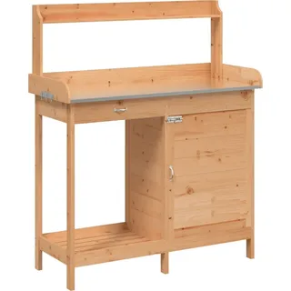 Pflanztisch mit Schrank Braun 110,5x45x124,5cm Massivholz Tanne - Braun