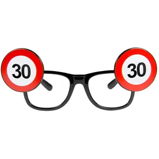 Folat 24930 Geburtstag Spaß-Brille Verkehrsschild, Zahl 30