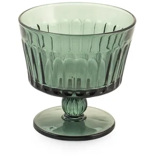 H&H Set mit 3 Schalen mit Fuß Athena aus bearbeitetem Glas, grün, 35 cl, elegant und robust, spülmaschinenfest