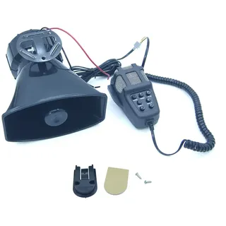 KATSU Auto Sirene 7 Ton 12V 100W Hupen Signalhörner mit Mikrofon, Autosirene Fahrzeughupe Motorrad Verkehrsalarm Feuerwehr Krankenwagen Lautsprecher Notfall Sound Verstärker