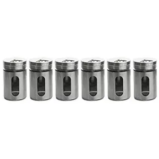 MC-Trend 6er Set Gewürzstreuer Salzstreuer Pfefferstreuer aus Glas & Edelstahl mit Dreh-Deckel und Sichtfenster Gewürzglas Vorratsglas Dose (6er Set Edelstahl)