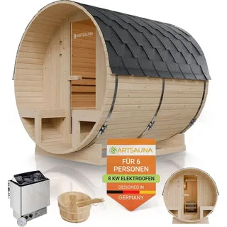 Artsauna Fasssauna Spitzbergen inkl. 8 kW Ofen + int. Steuerung