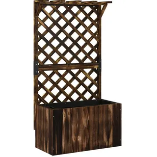 Modfu Blumenkastenhalter mit Rankgitter & Hängedach Fichtenholz 64x33x122 cm , Braun , Holz , 33x122x64 cm , Dekoration, Blumen & Blumentöpfe, Übertöpfe