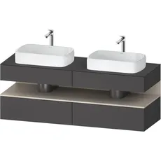 Duravit Qatego Konsolenwaschtischunterbau, 2 Auszüge, 2 Schubkästen, 2 Ausschnitte, 1600x550x600mm, Nische Taupe Matt, QA4779091, Farbe: Graphit matt