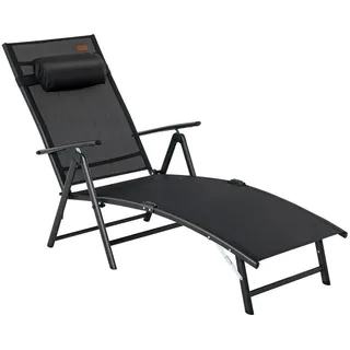Costway Sonnenliege Klappliege 150 x 61 x 73 cm Schwarz