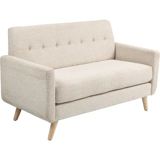 Küchensofa 2 Sitzer, 134B x 71T x 82H cm, mit dickem Sitz- und Rückenkissen, Federkern, Holzbeine, Anti-Rutsch-Füße, Samtoptik, Beige - Beige