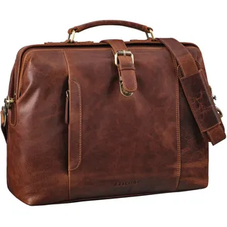STILORD 'Casey' Vintage Handtasche Leder Damen Herren Arzttasche Echtleder Umhängetasche Retro Tasche mit Bügelverschluss Einzigartig, Farbe:kara - cognac