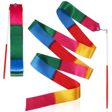LUTER Dunkle Farbe Tanzband, 2 Stück 2 m Rhythmische Gymnastik Band Bänder Gymnastik Tanzbänder mit Stab Dance Ribbons für Kinder Mädchen Erwachsene Tanzen Training Geburtstagsfeier