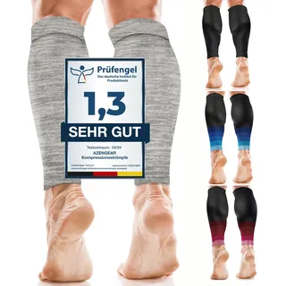 aZengear Wadenbandage Muskelfaserriss für Herren, Damen, Fußlose Waden Kompressionsstrümpfe zur Abhilfe bei Schienbeinkantensyndrom und Krämpfen, Sport (S/M, Grau)